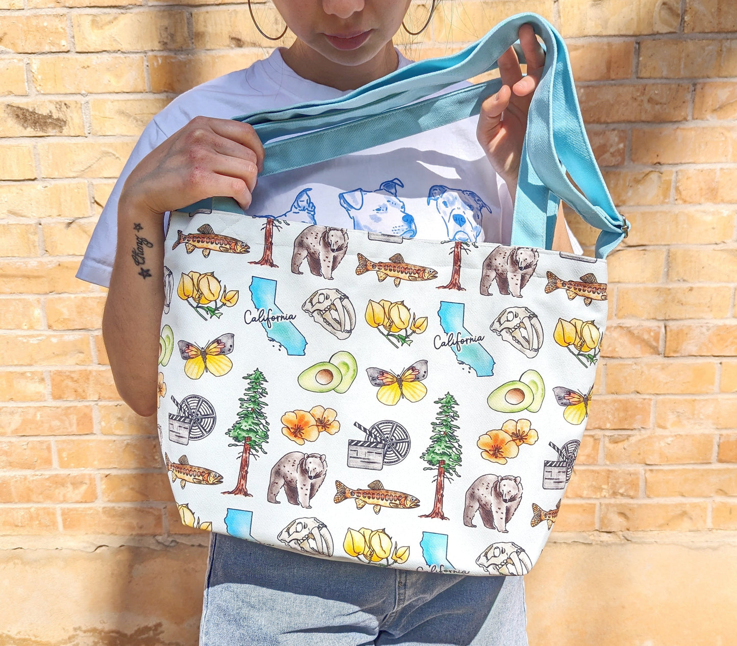 California Drawing Cotton Linen Bag