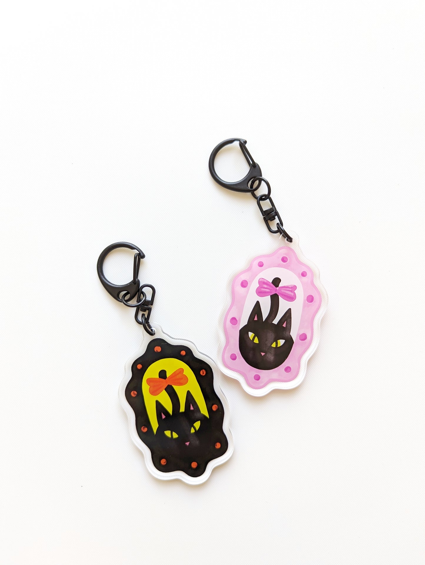 Black Cat Mirror Acrylic Keychain Set