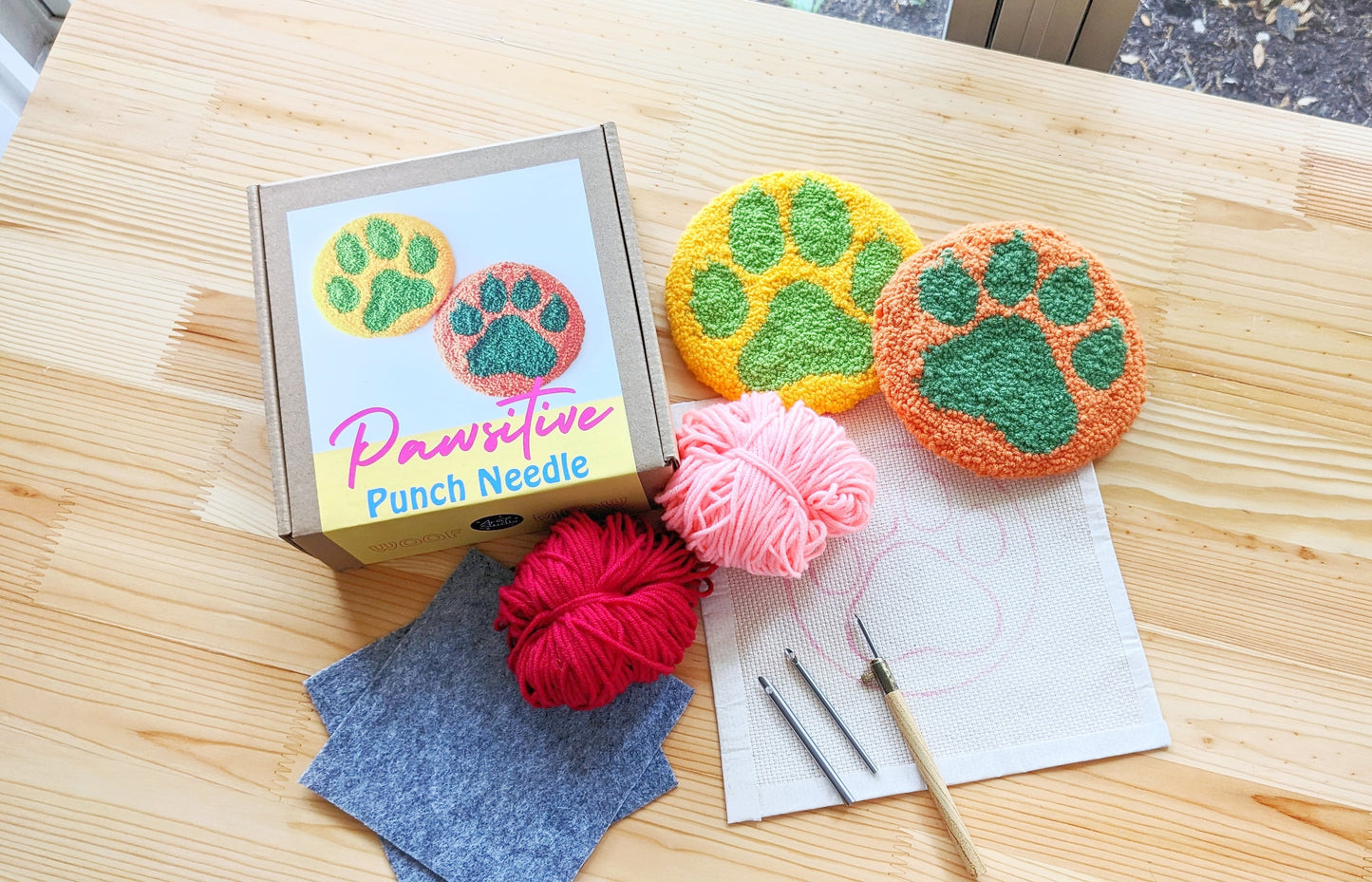 Paw coaster DIY_Digital_ Punch needle kit