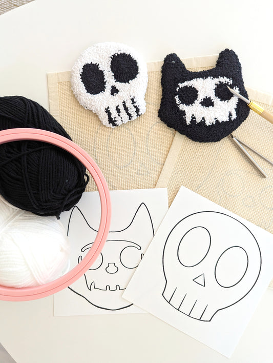 Skull set coaster punch needle kit