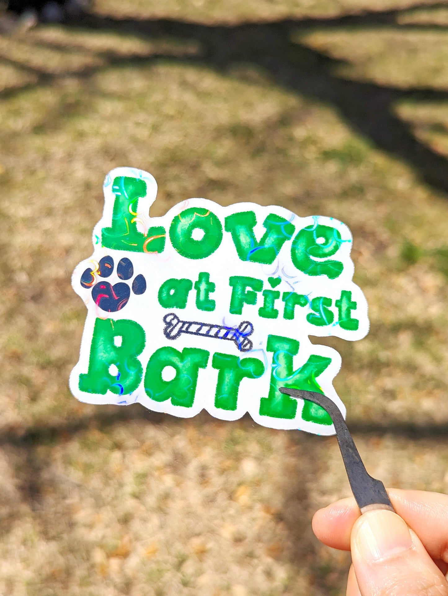 Holographic Heat Style Love at First Bark Sticker