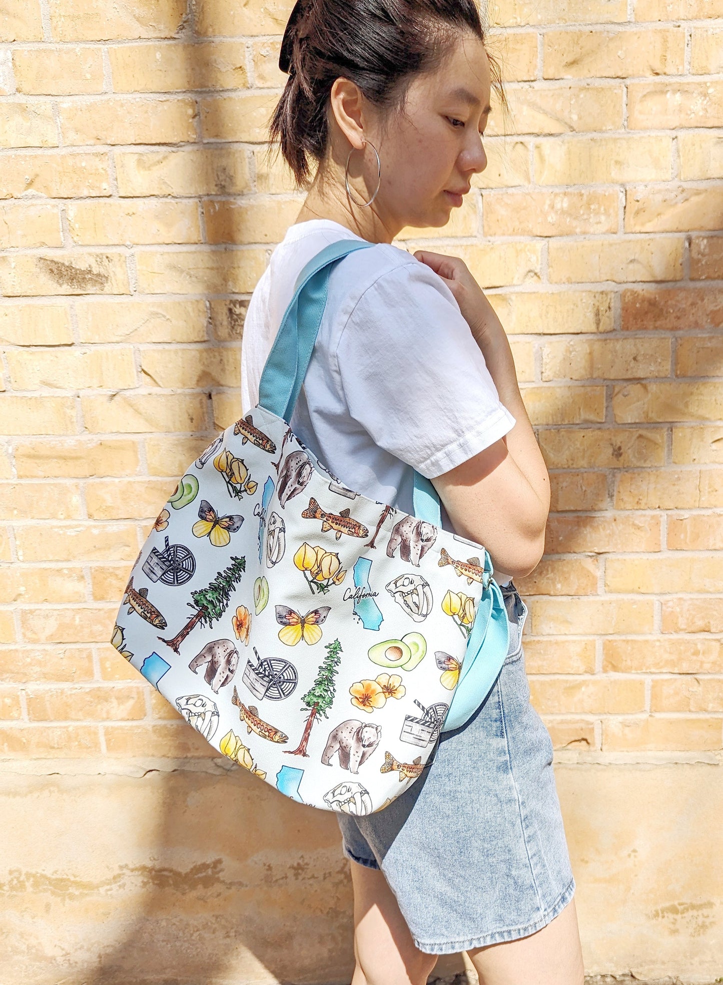California Drawing Cotton Linen Bag
