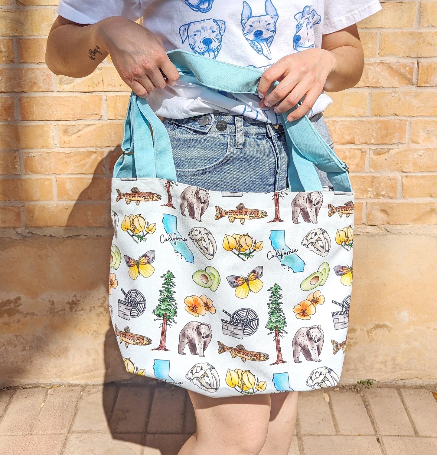 California Drawing Cotton Linen Bag