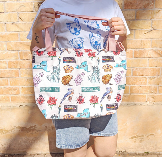 New York Drawing Cotton Linen Bag