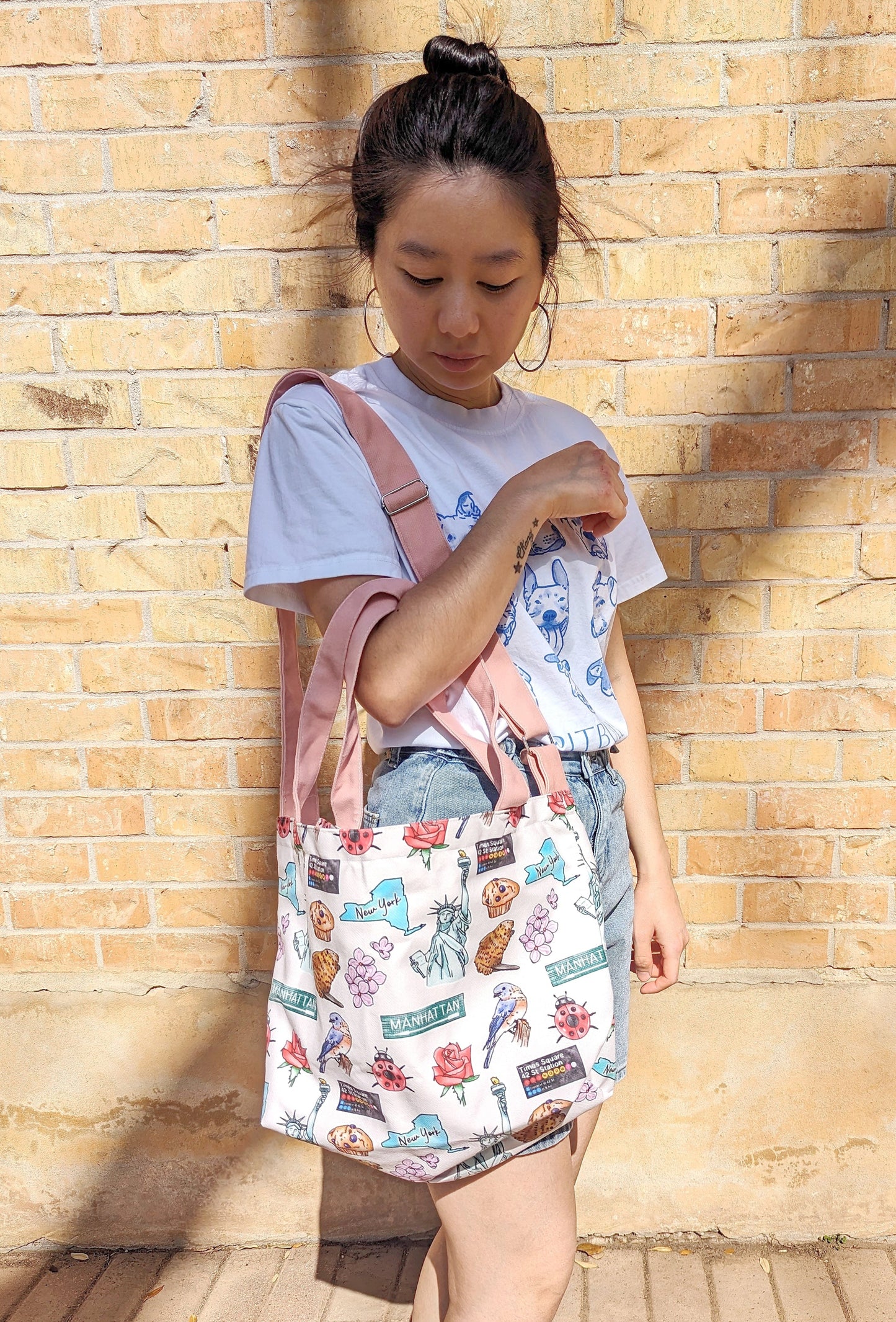 New York Drawing Cotton Linen Bag