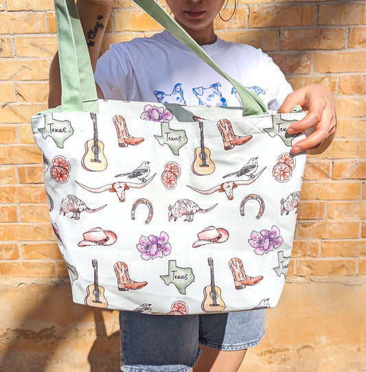 Texas Drawing Cotton Linen Bag
