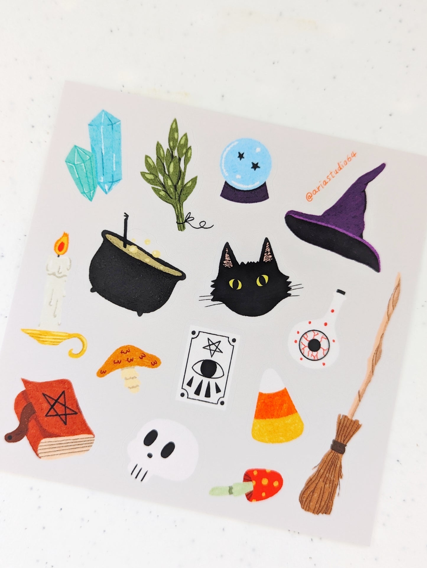 Witch Craft Sticker Sheet with Halloween Themed