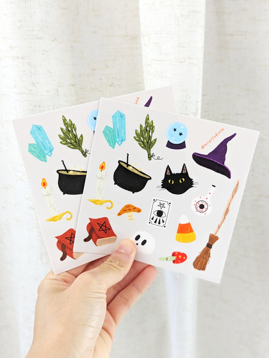 Witch Craft Sticker Sheet with Halloween Themed