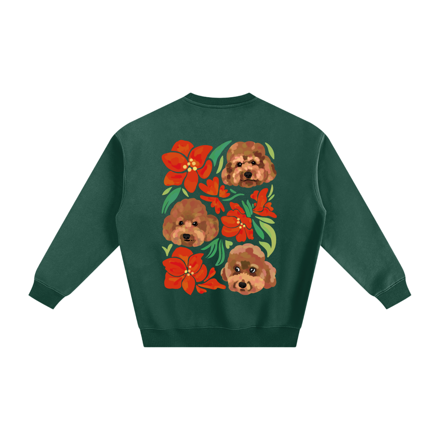 Custom Pet Portrait Winter Sweatshirt and Long Sleeve T-Shirt