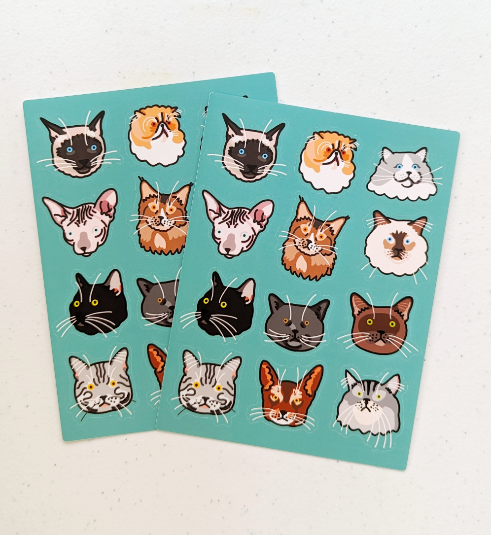 Cat & Dog Cute Face Sticker Sheets
