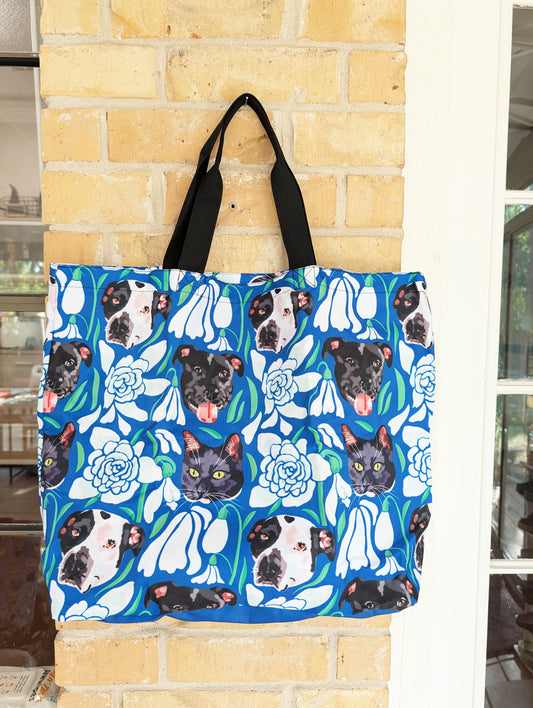 Custom Pet Portrait Winter Flower Bag