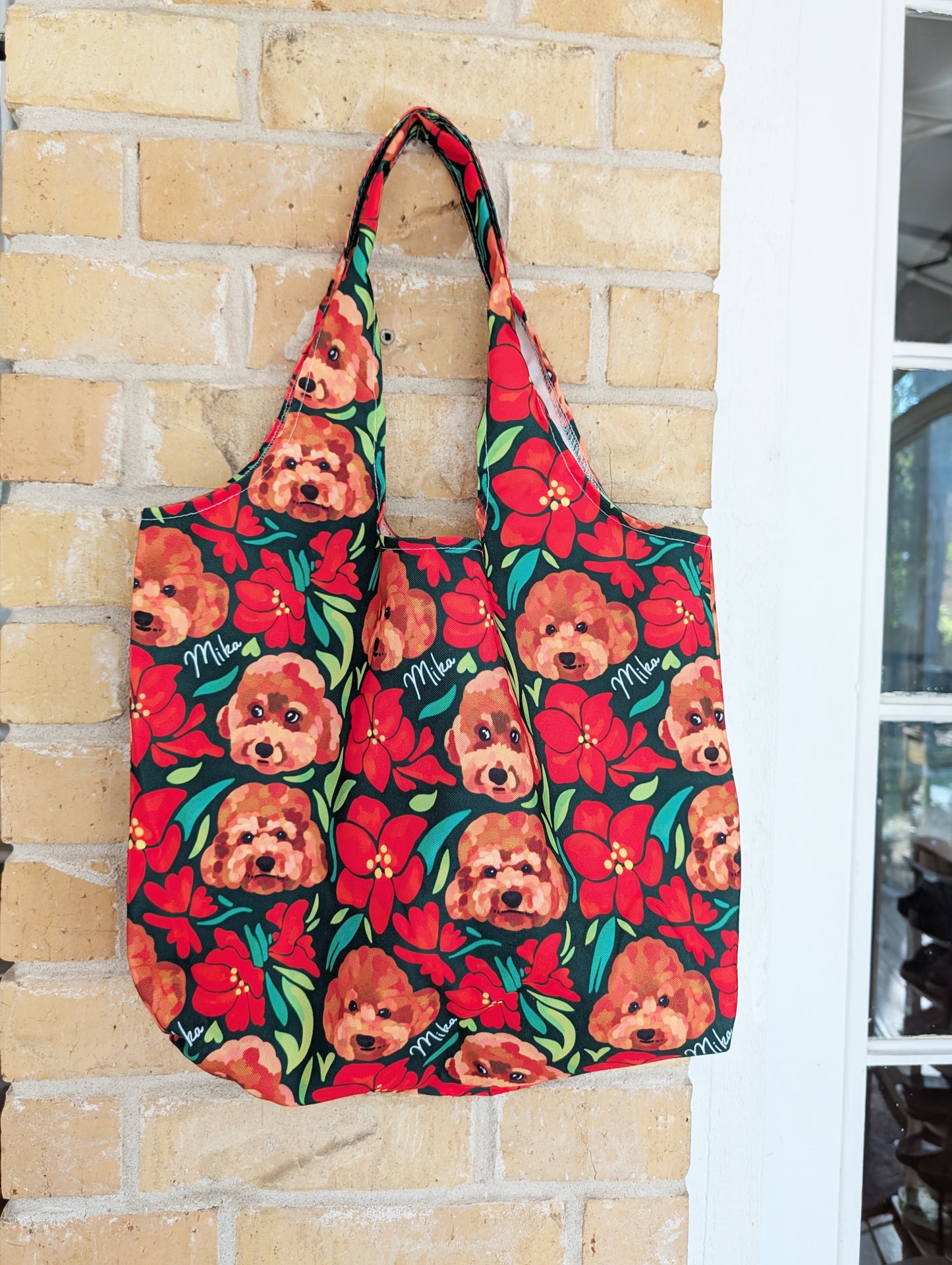 Custom Pet Portrait Winter Flower Bag