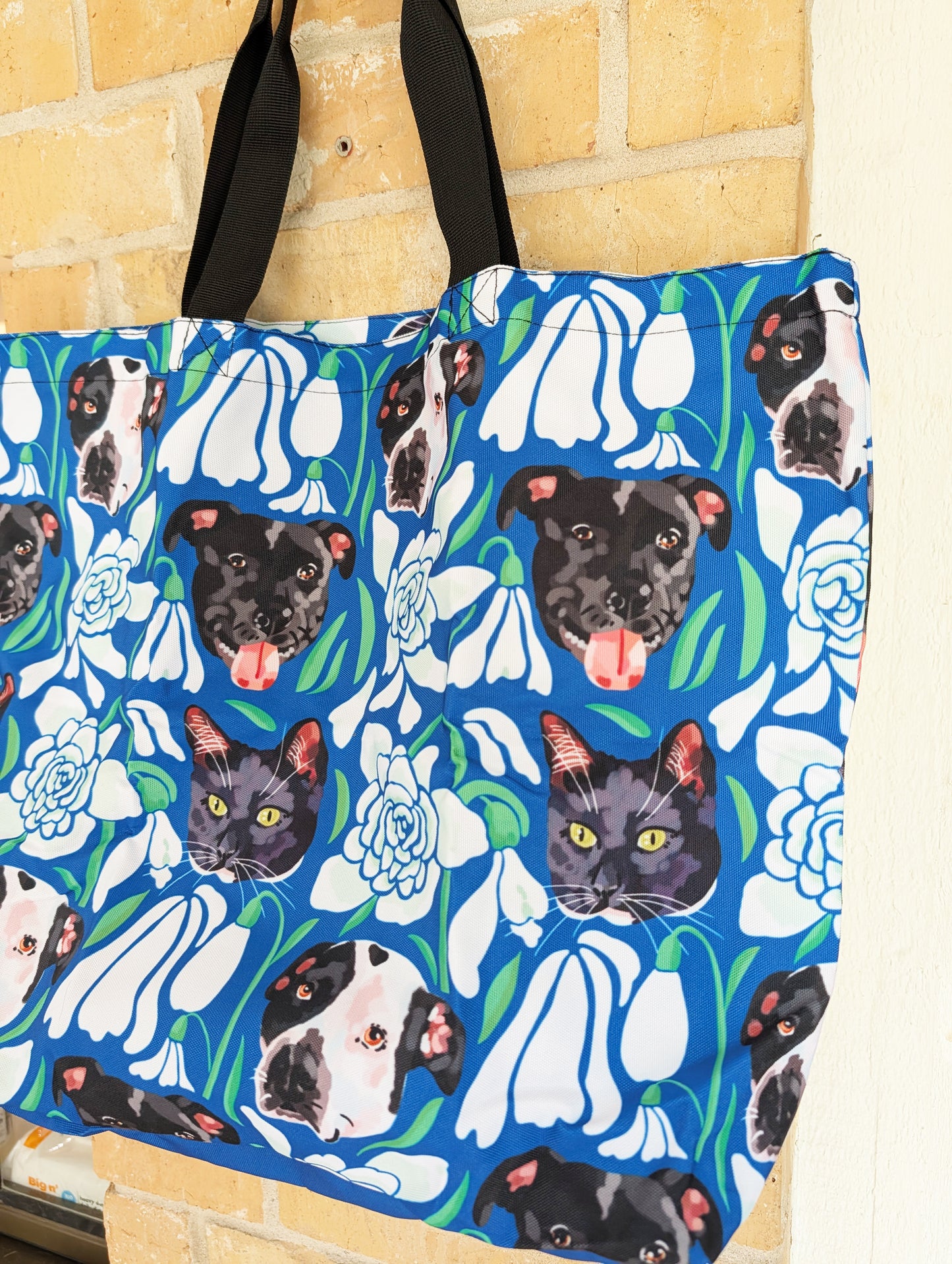 Custom Pet Portrait Winter Flower Bag