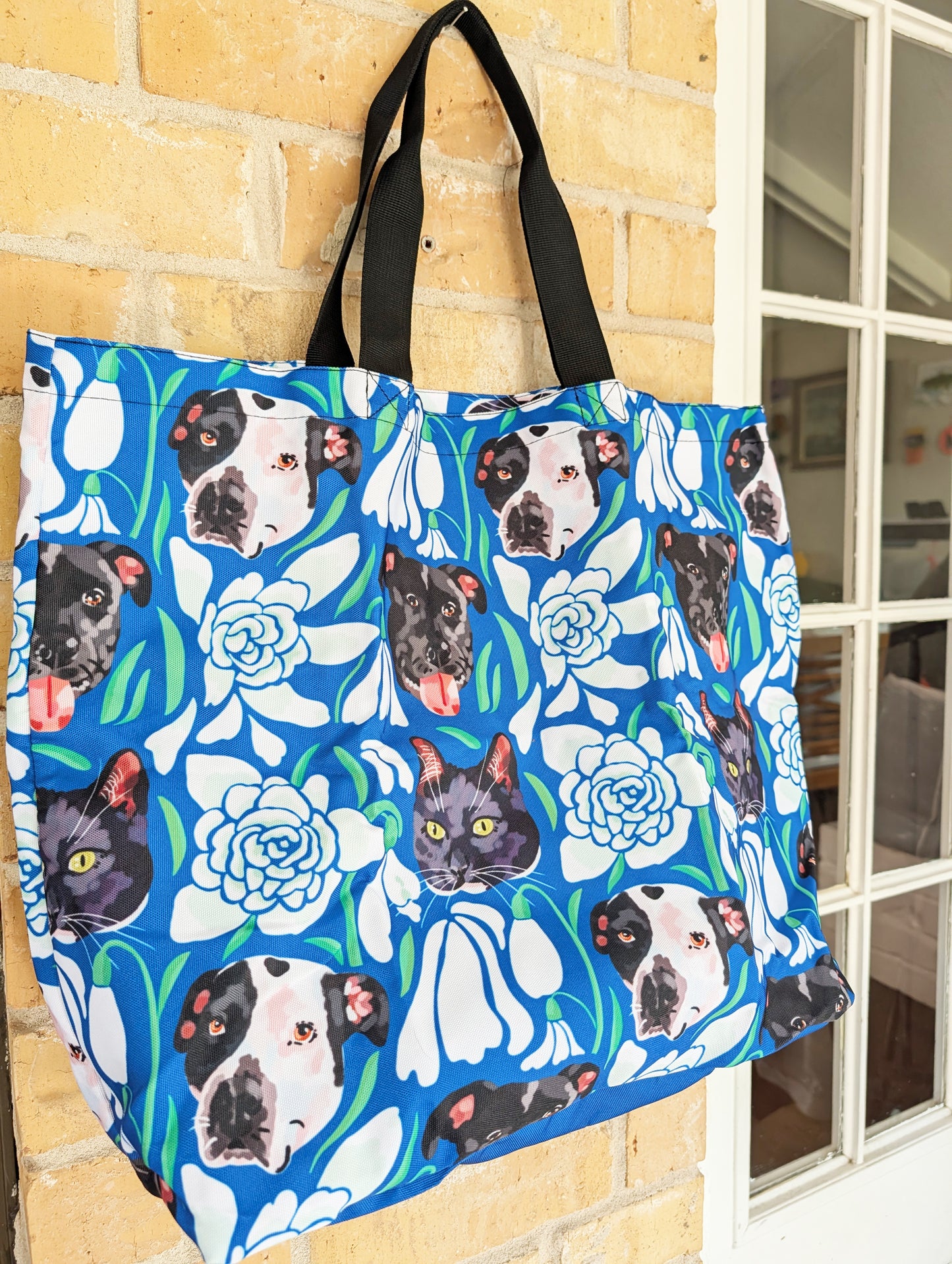Custom Pet Portrait Winter Flower Bag