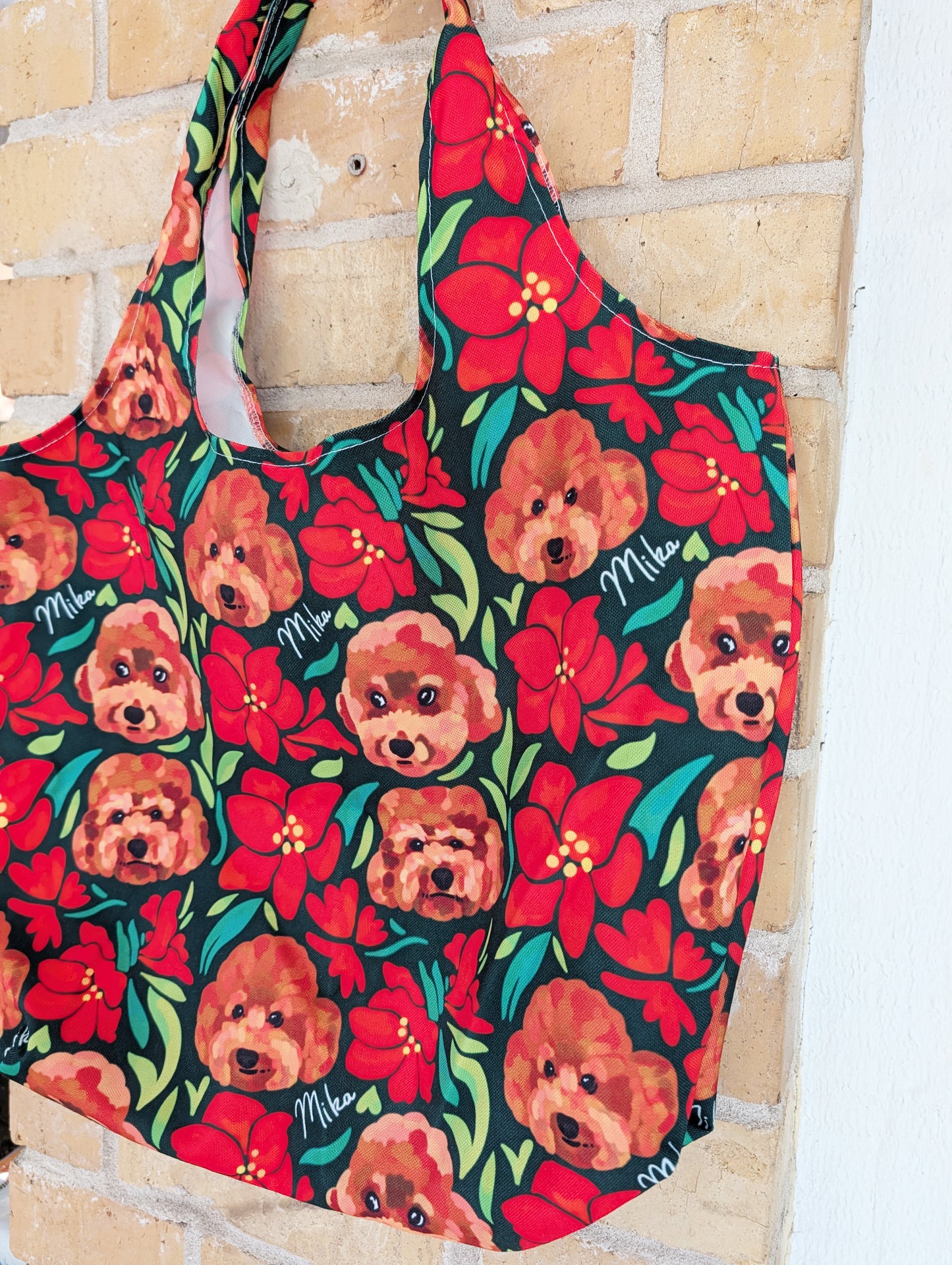 Custom Pet Portrait Winter Flower Bag