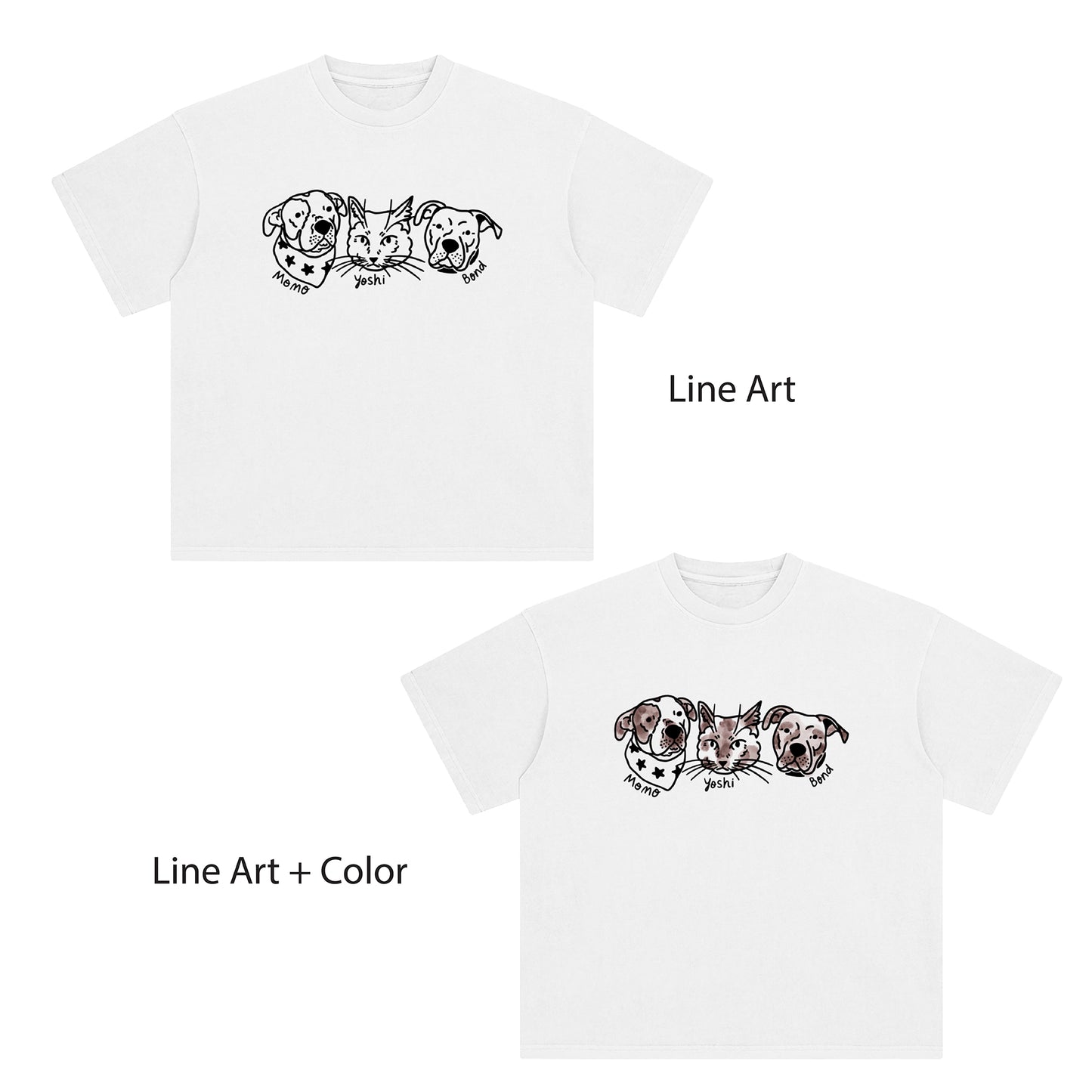 Custom cute pet portrait tee - Traditional tattoo art-inspired