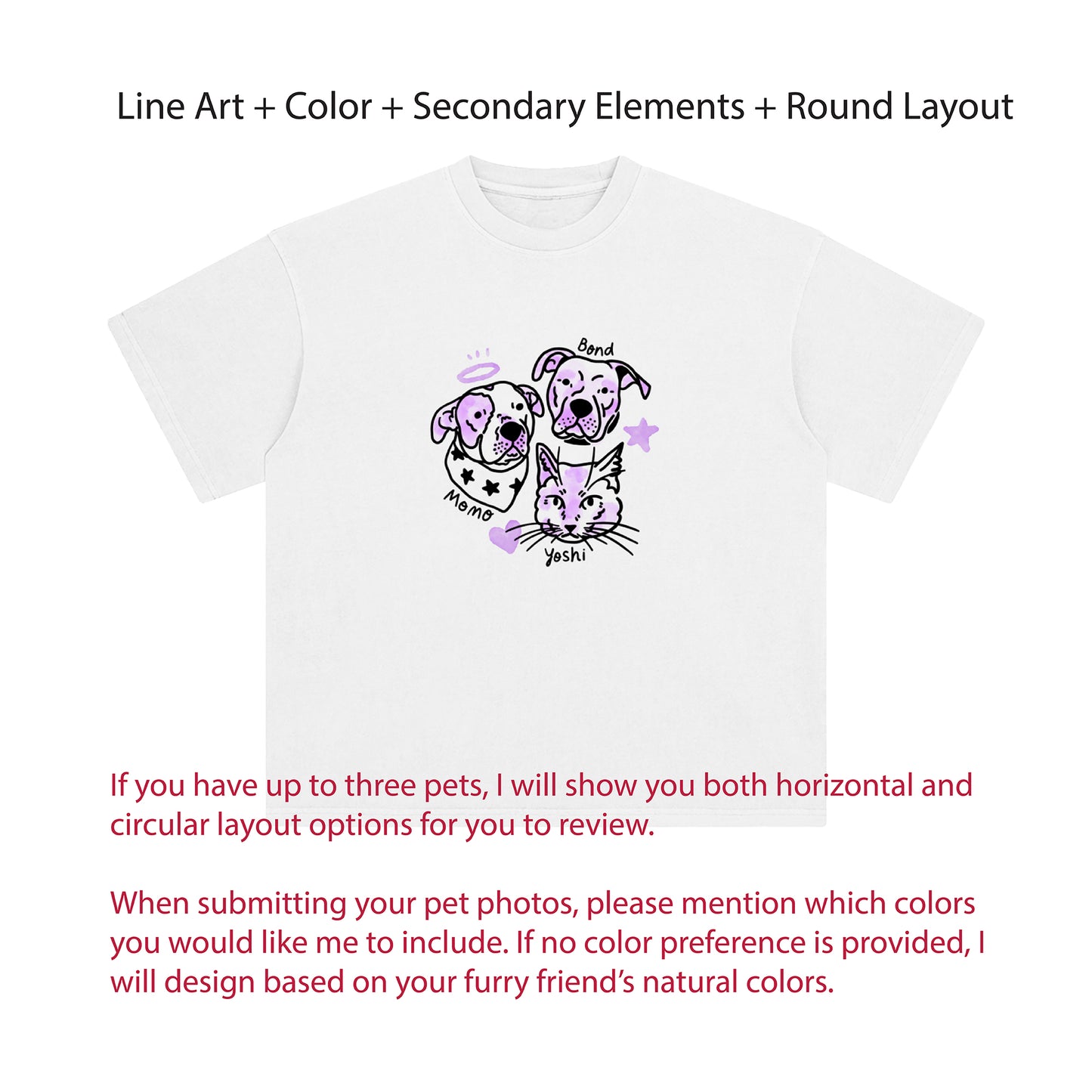 Custom cute pet portrait tee - Traditional tattoo art-inspired