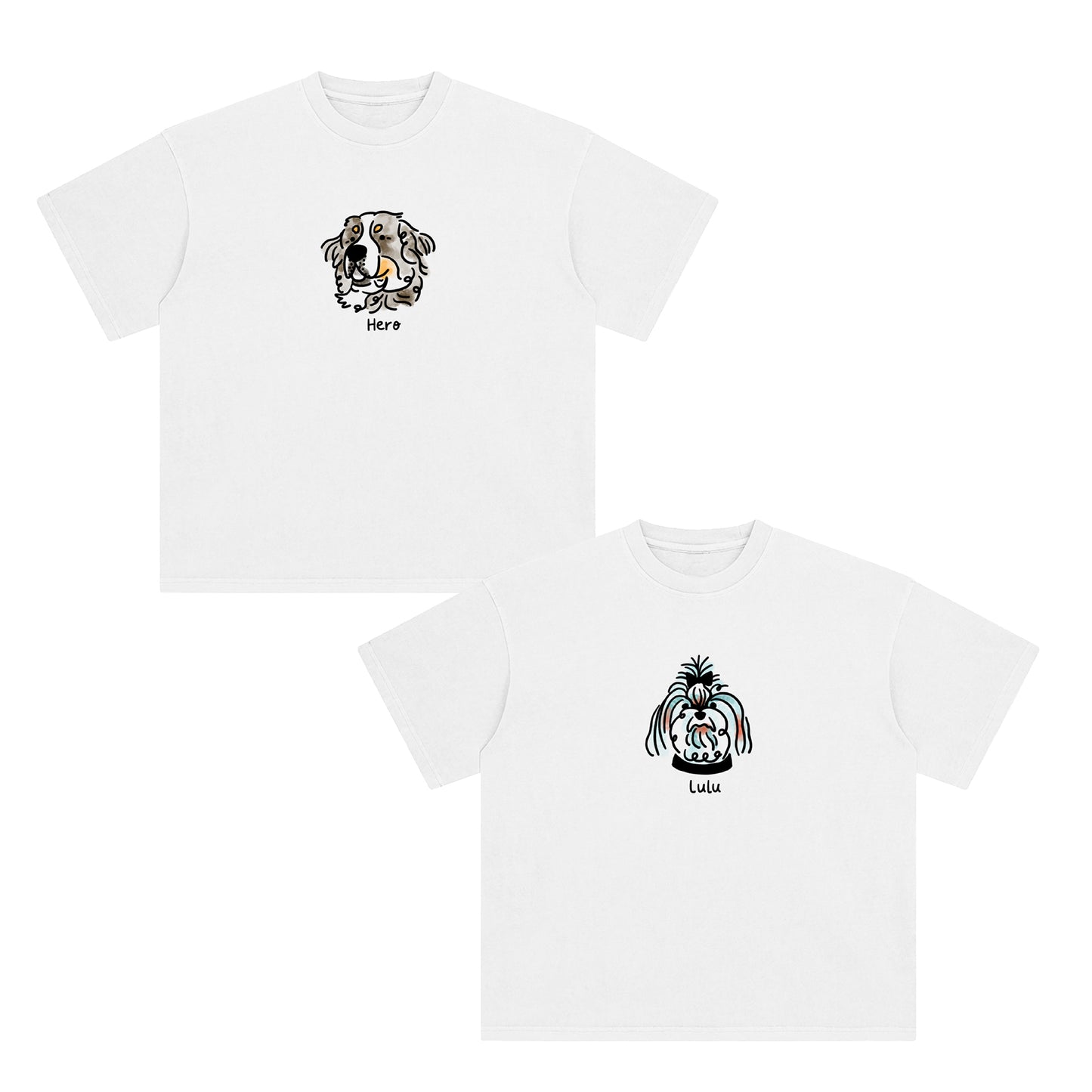 Custom cute pet portrait tee - Traditional tattoo art-inspired