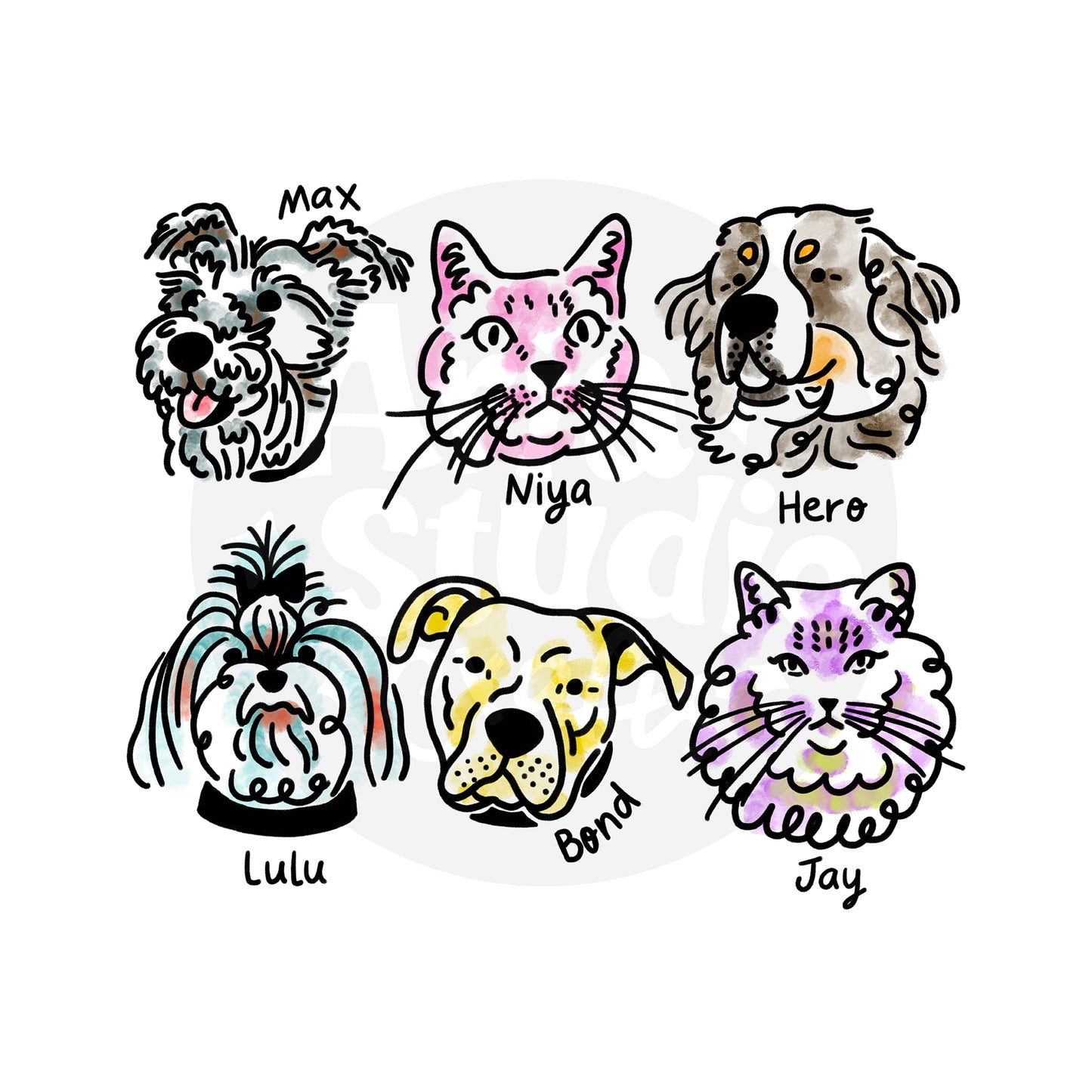 Custom cute pet portrait tee - Traditional tattoo art-inspired