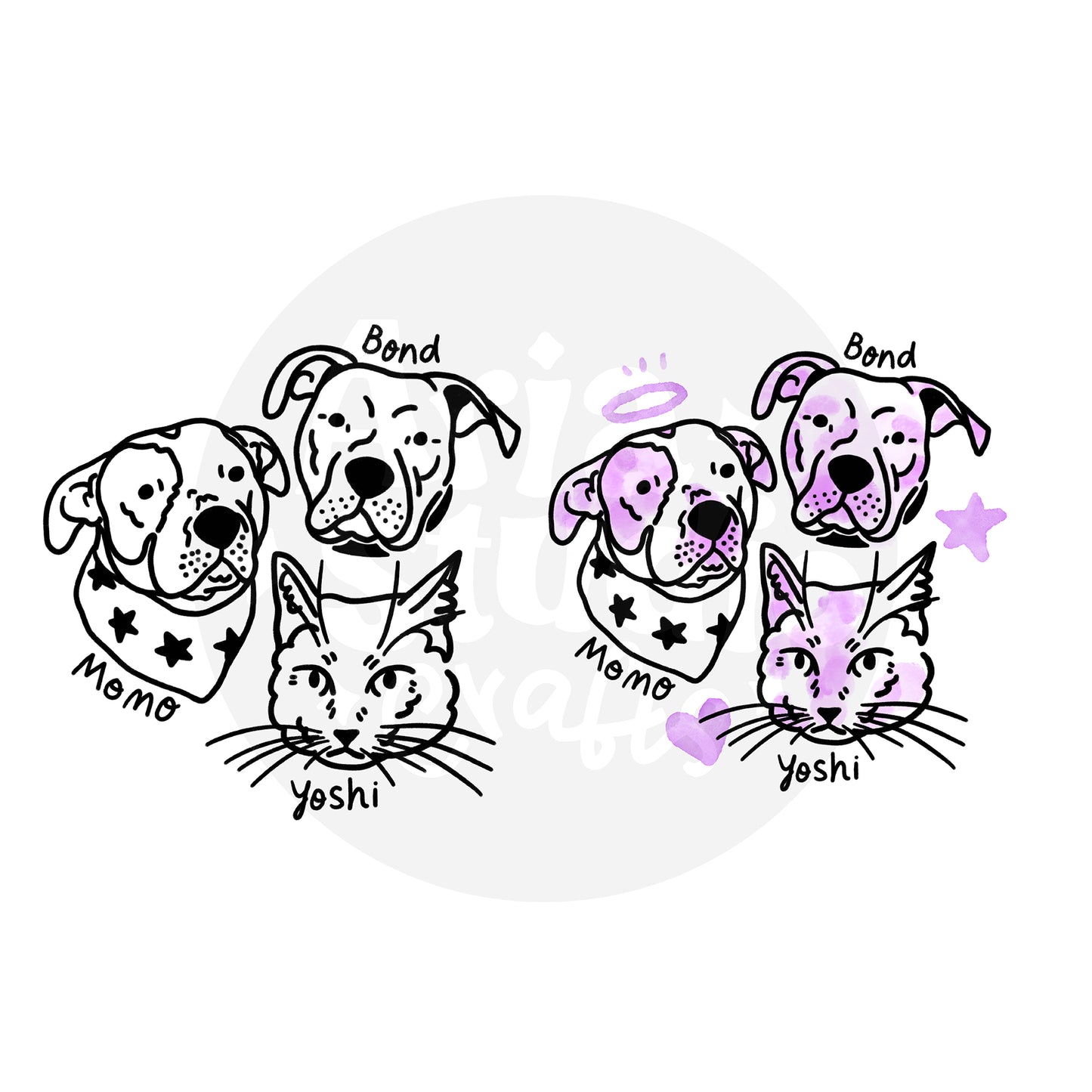 Custom cute pet portrait tee - Traditional tattoo art-inspired