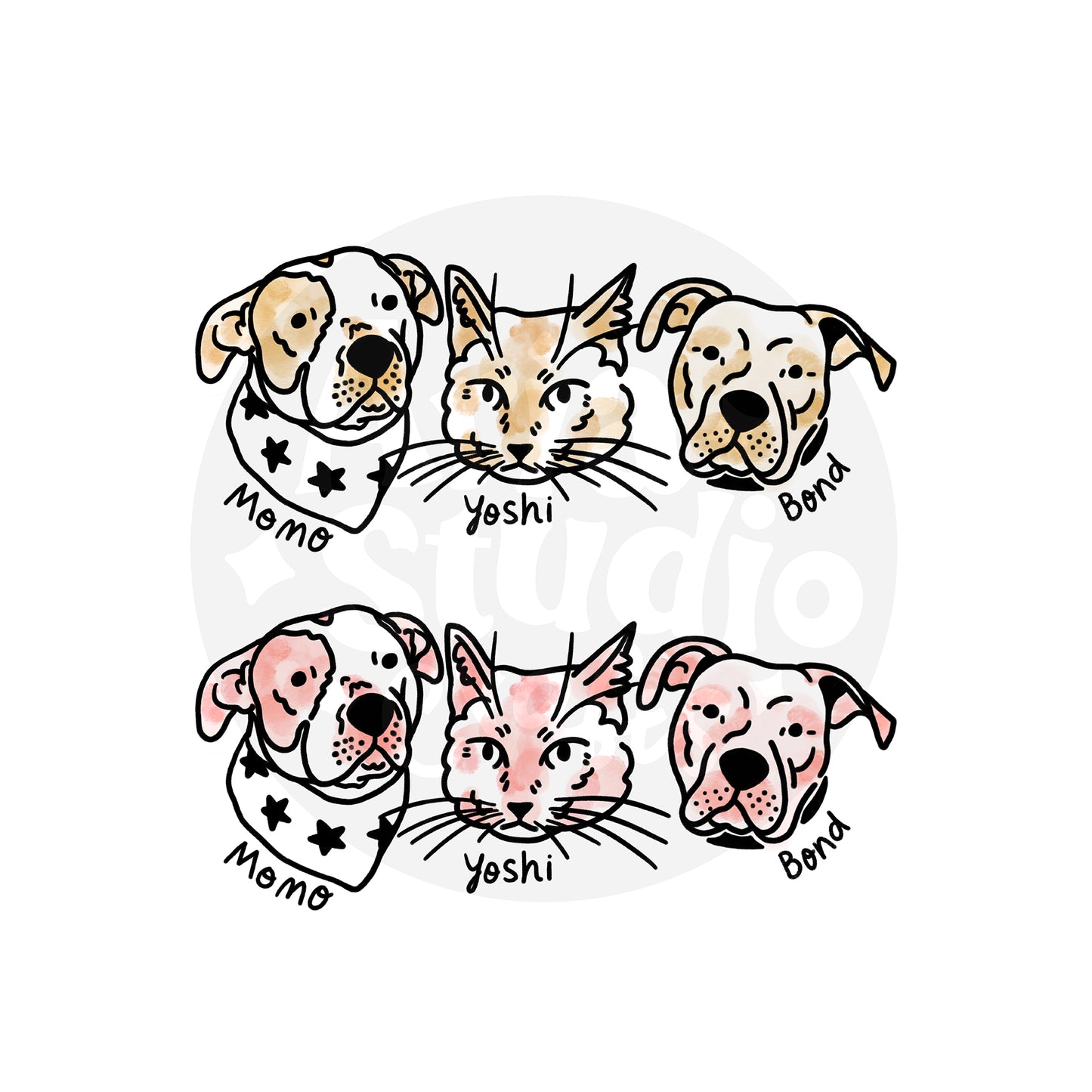 Custom cute pet portrait tee - Traditional tattoo art-inspired