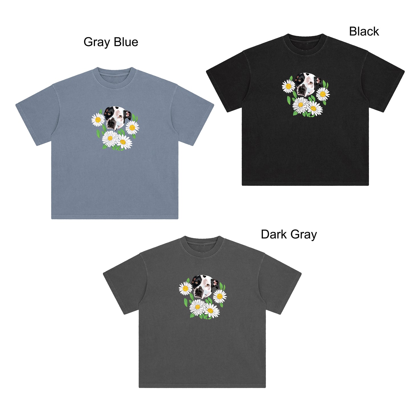 Custom pet portrait Summer florals T- shirt