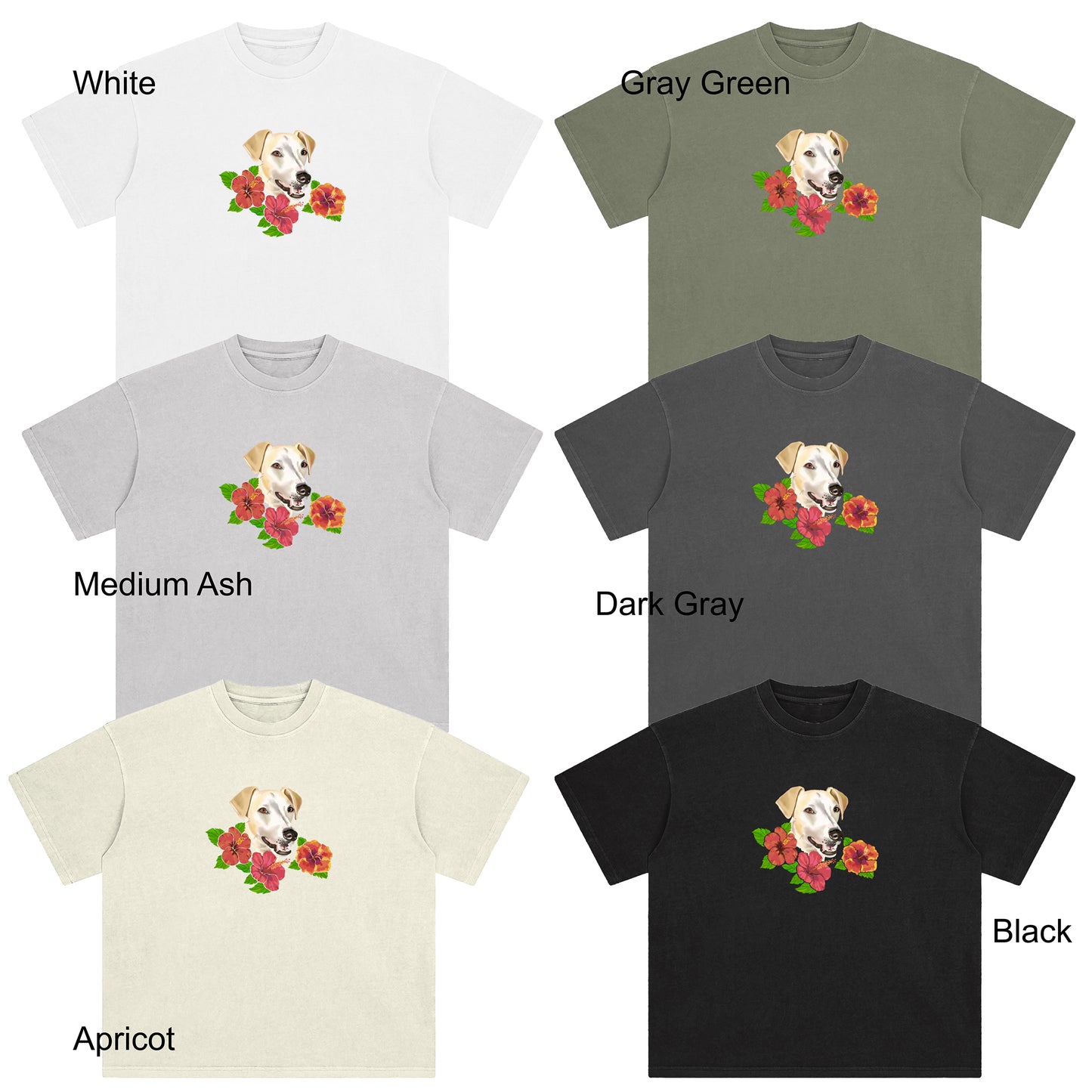Custom pet portrait Summer florals T- shirt