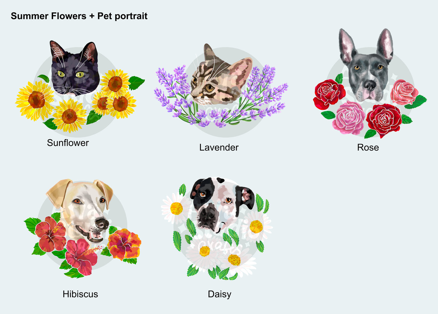 Custom pet portrait Summer florals T- shirt