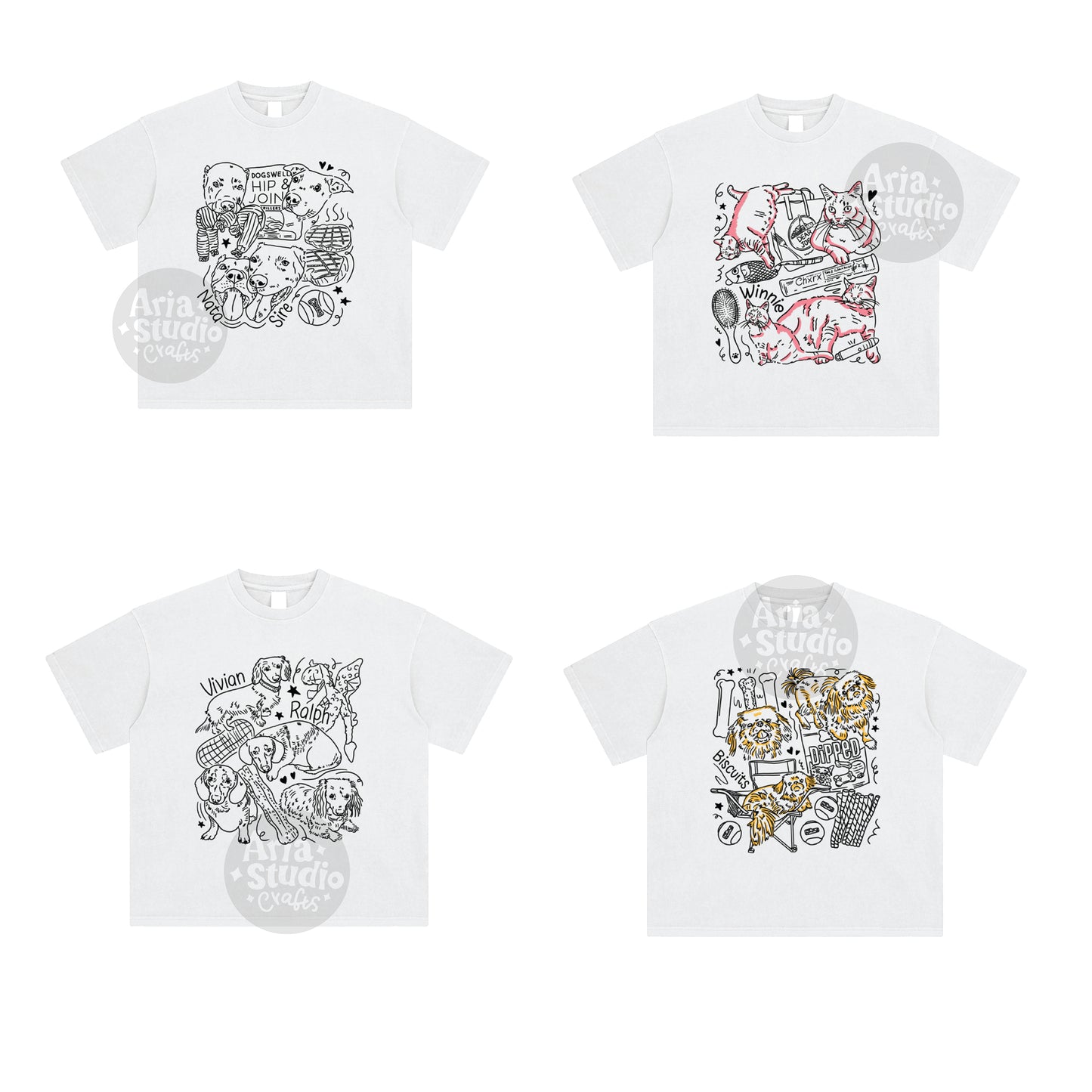 Custom Pet T-Shirt – Hand-Drawn Pet Illustration on Premium Tee