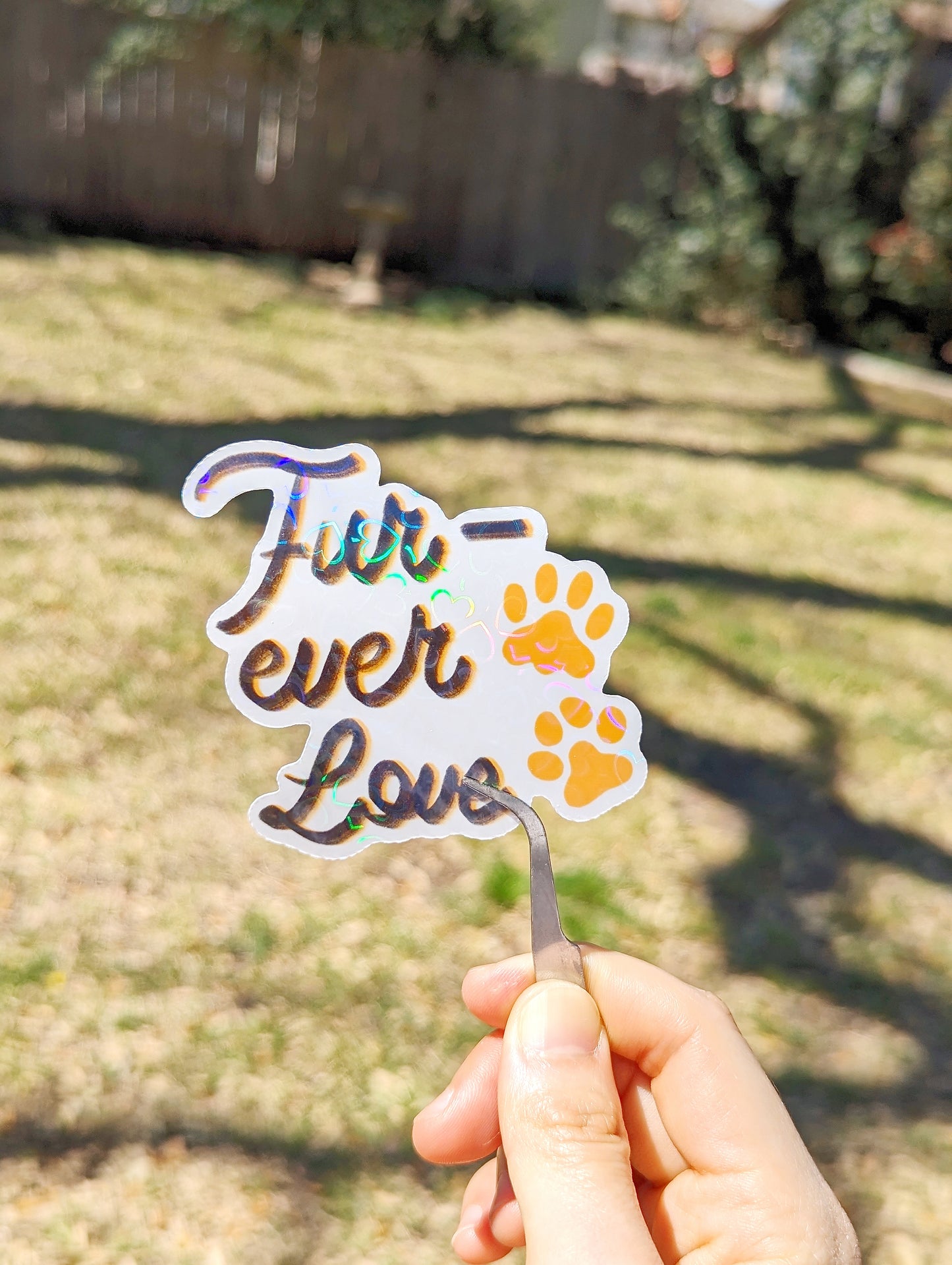 Holographic heat style Furever Love Pet Sticker
