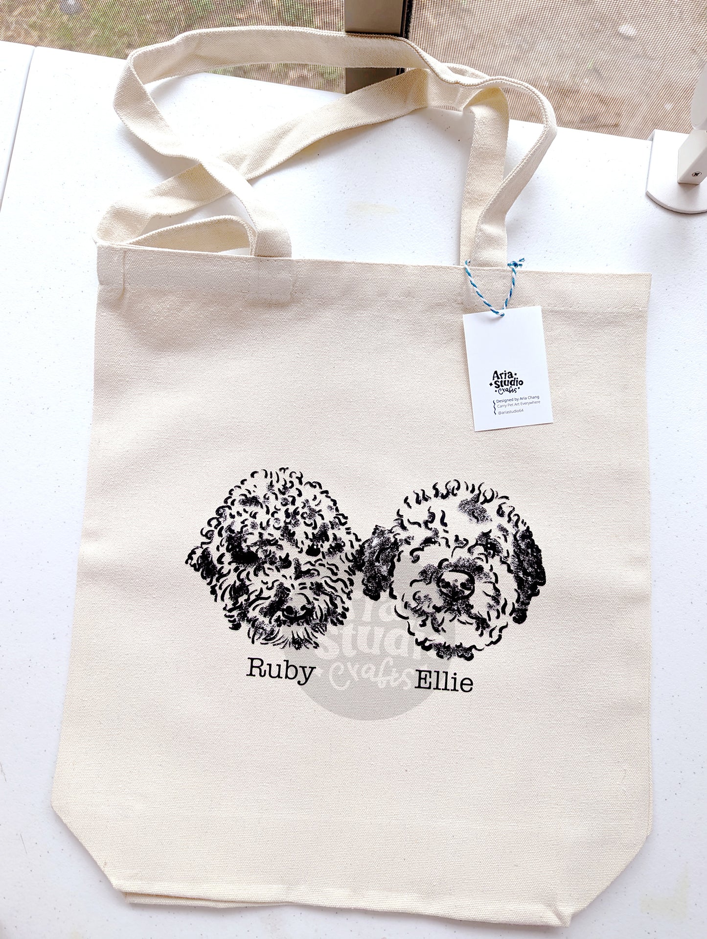 Custom Pet Portrait Tote Bag – Personalized Dog or Cat Face Canvas Bag with Name