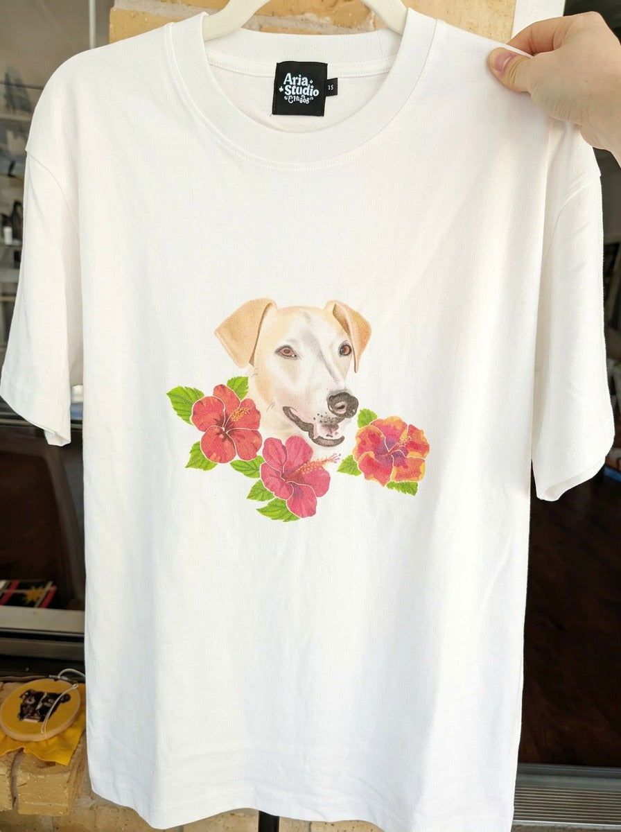 Custom pet portrait Summer florals T- shirt