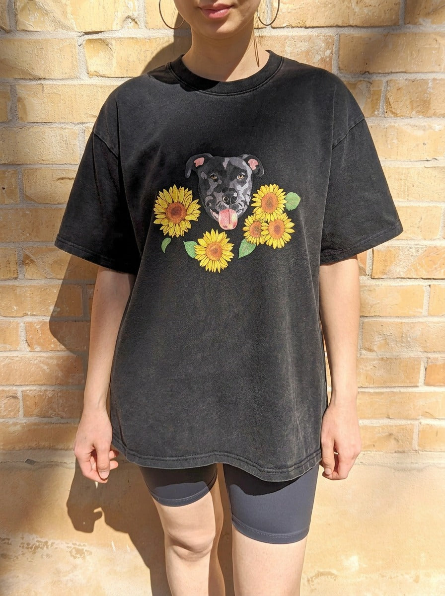 Custom pet portrait Summer florals T- shirt