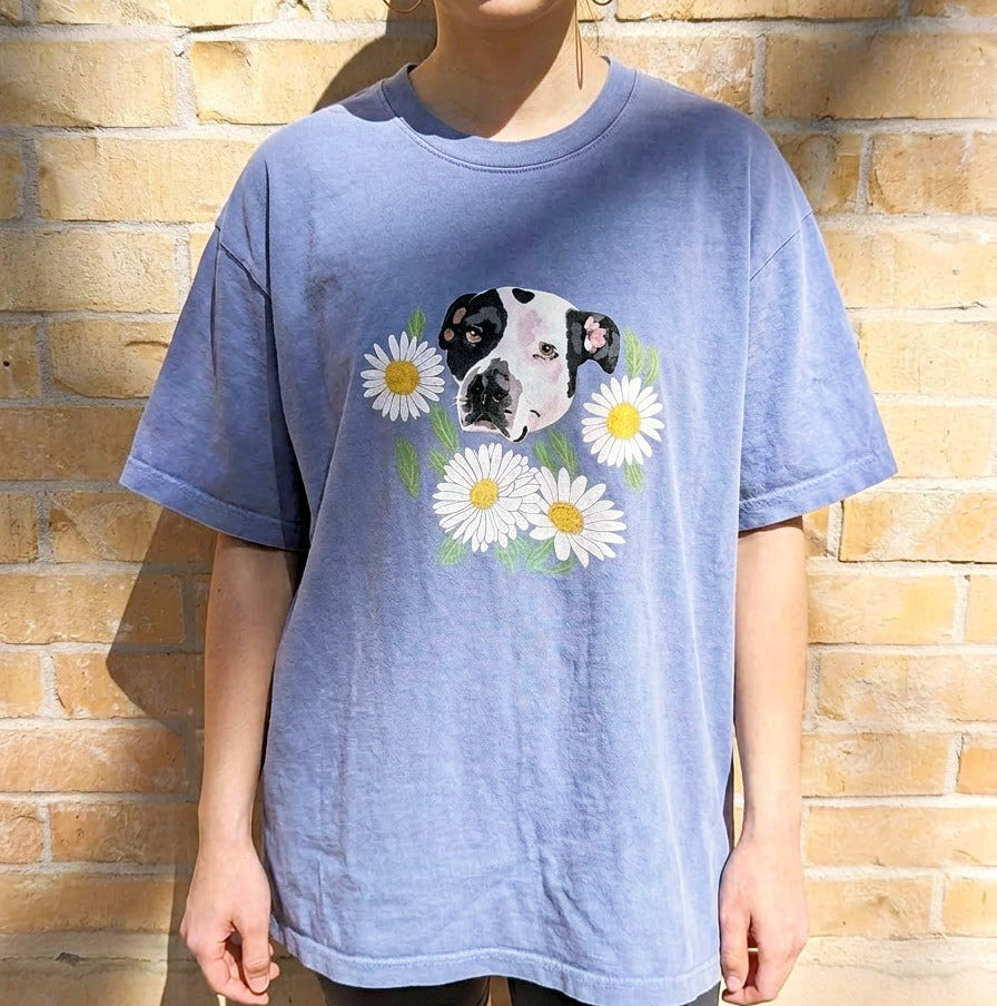 Custom pet portrait Summer florals T- shirt