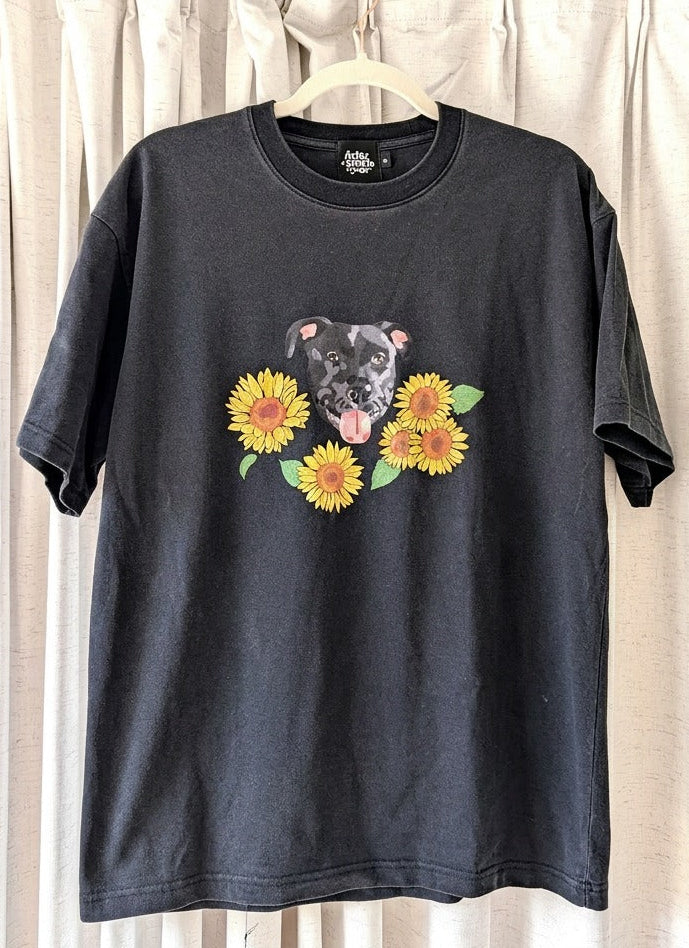 Custom pet portrait Summer florals T- shirt