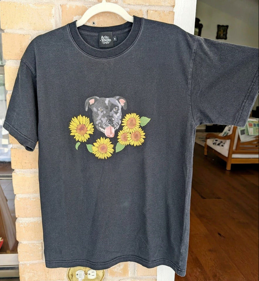 Custom pet portrait Summer florals T- shirt