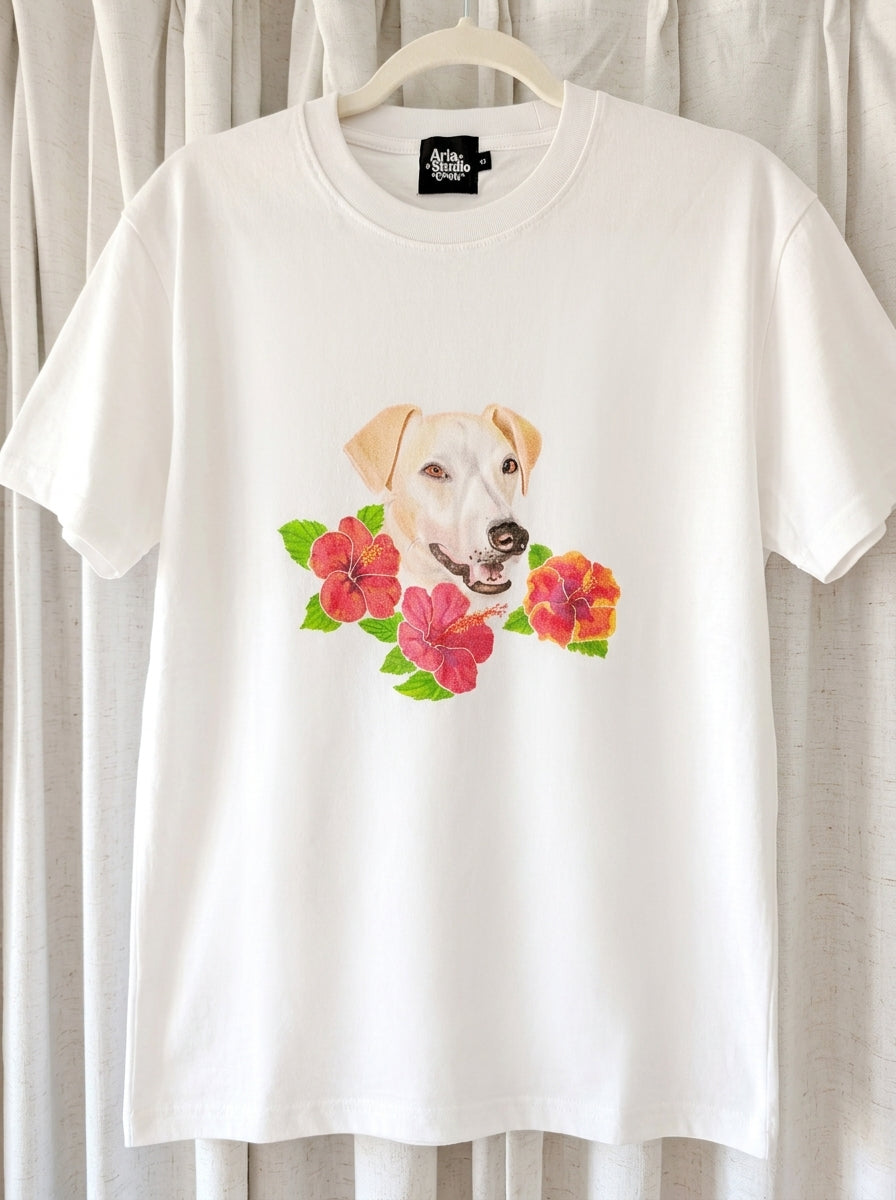 Custom pet portrait Summer florals T- shirt