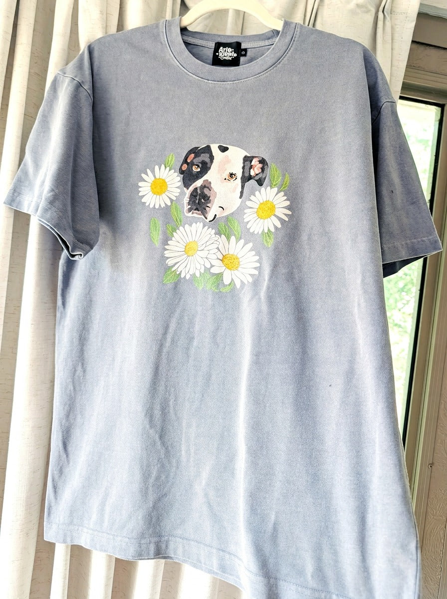 Custom pet portrait Summer florals T- shirt