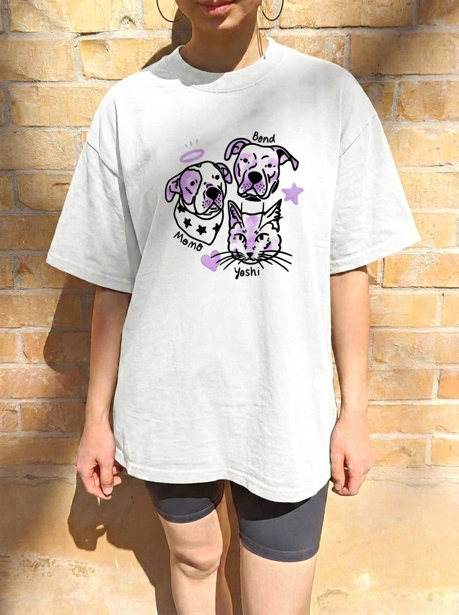Custom cute pet portrait tee - Traditional tattoo art-inspired
