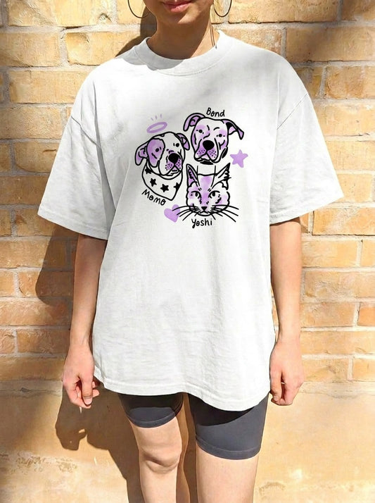 Custom cute pet portrait tee - Traditional tattoo art-inspired