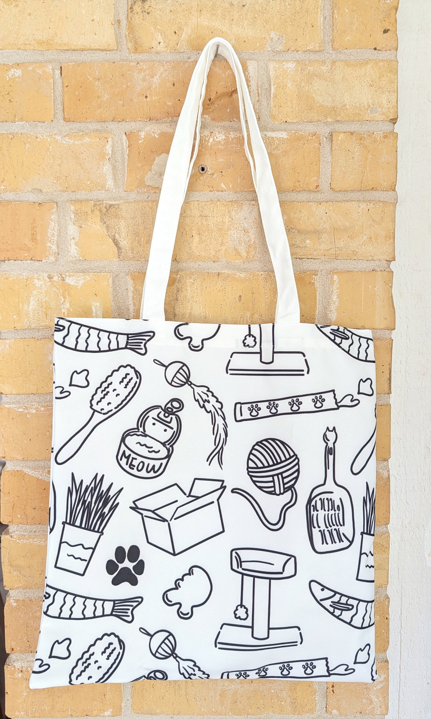Pet Lover Pattern Tote Bag – Illustrated Dog & Cat Everyday Essentials