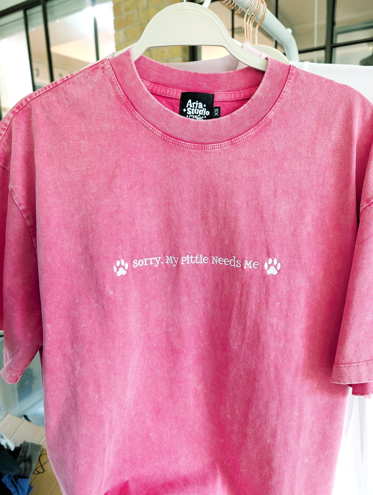 " Sorry, My Pittie Needs Me " Embroidery T-shirt