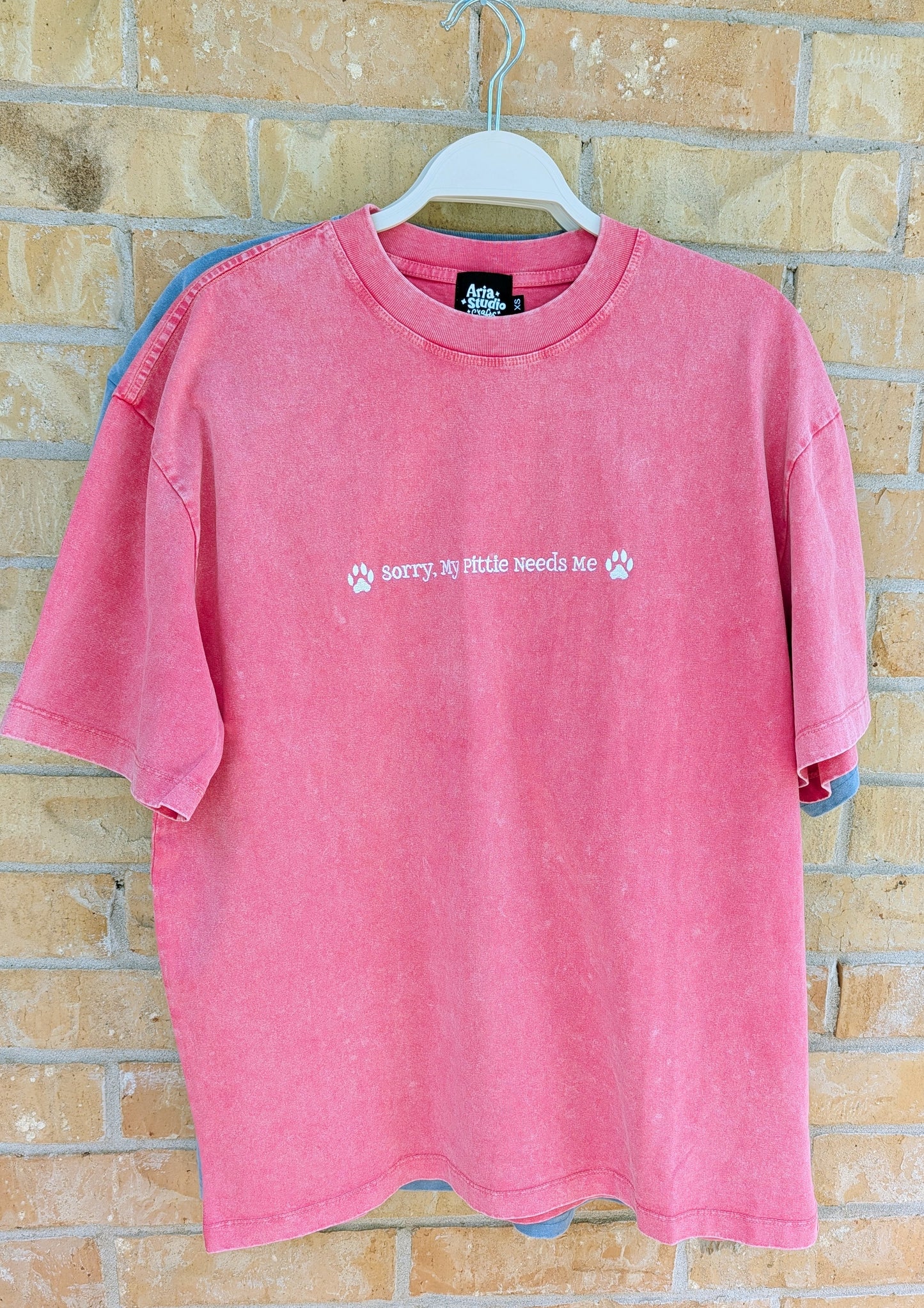 " Sorry, My Pittie Needs Me " Embroidery T-shirt