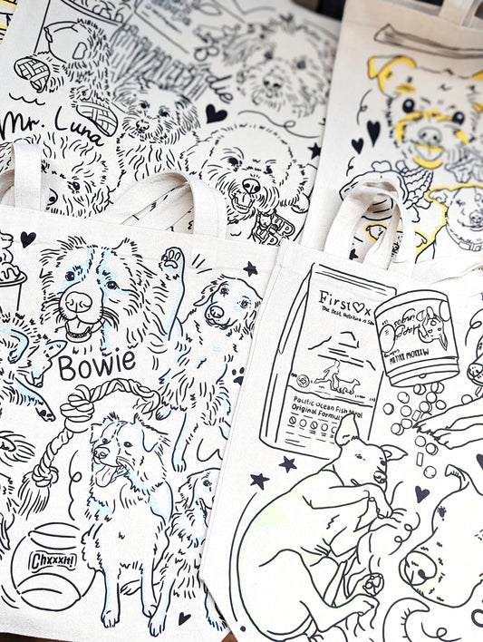 Custom Pet Tote Bag – Hand-Drawn Pet Illustration