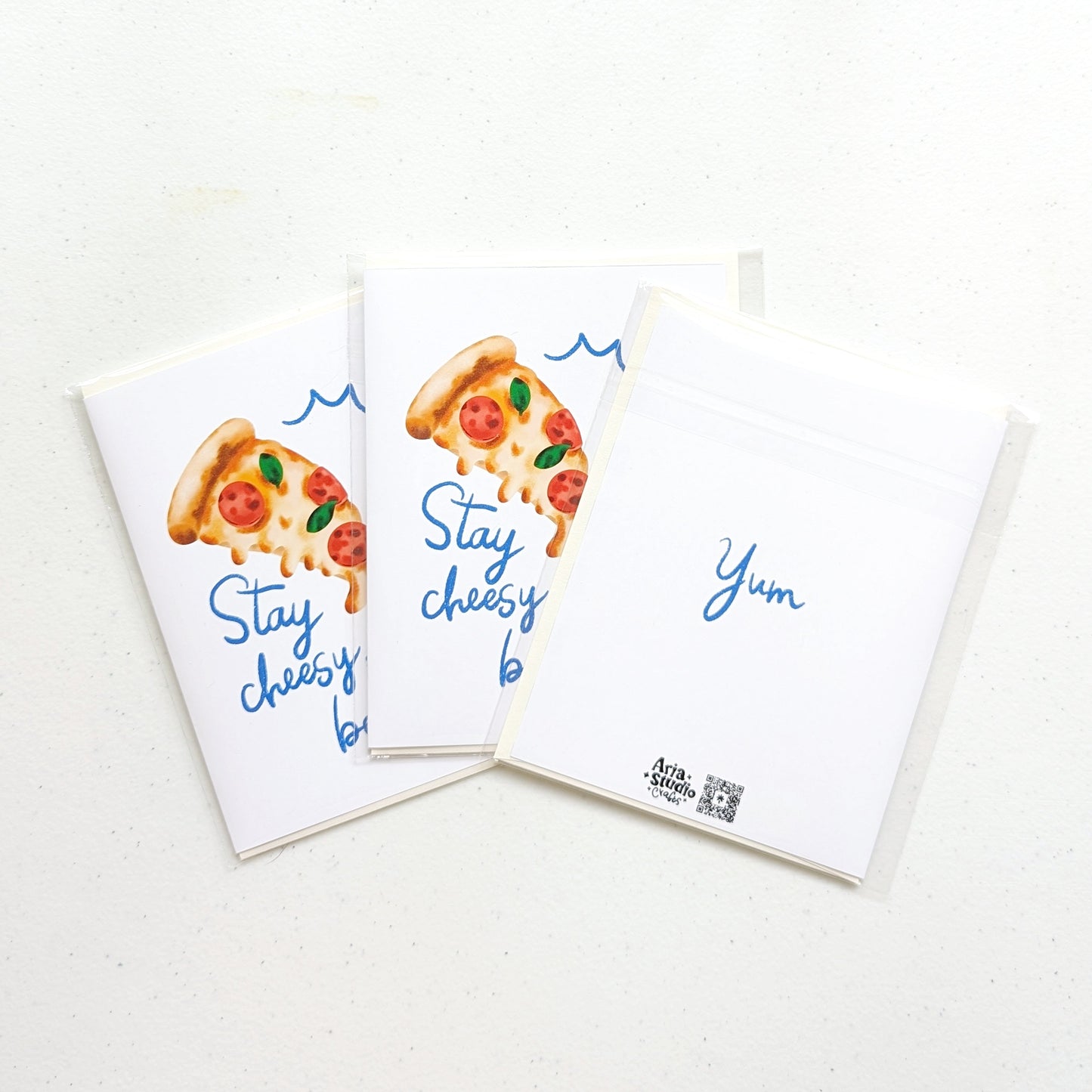 Besties Greeting Card – Pizza & Cola "Stay Cheesy" Friendship Card