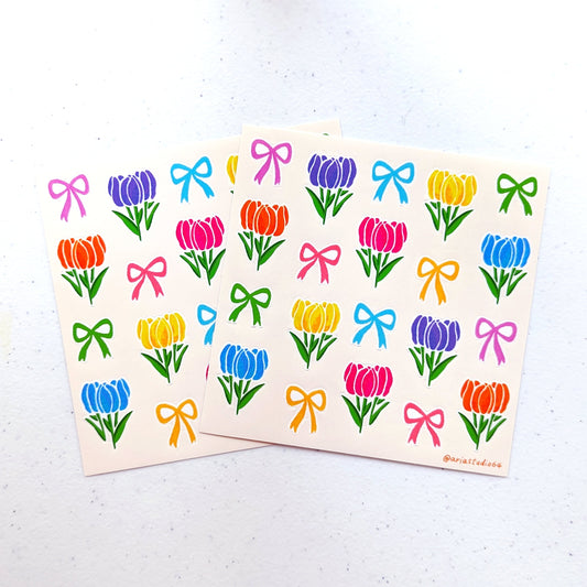 Tulips and Bows Sticker Sheet