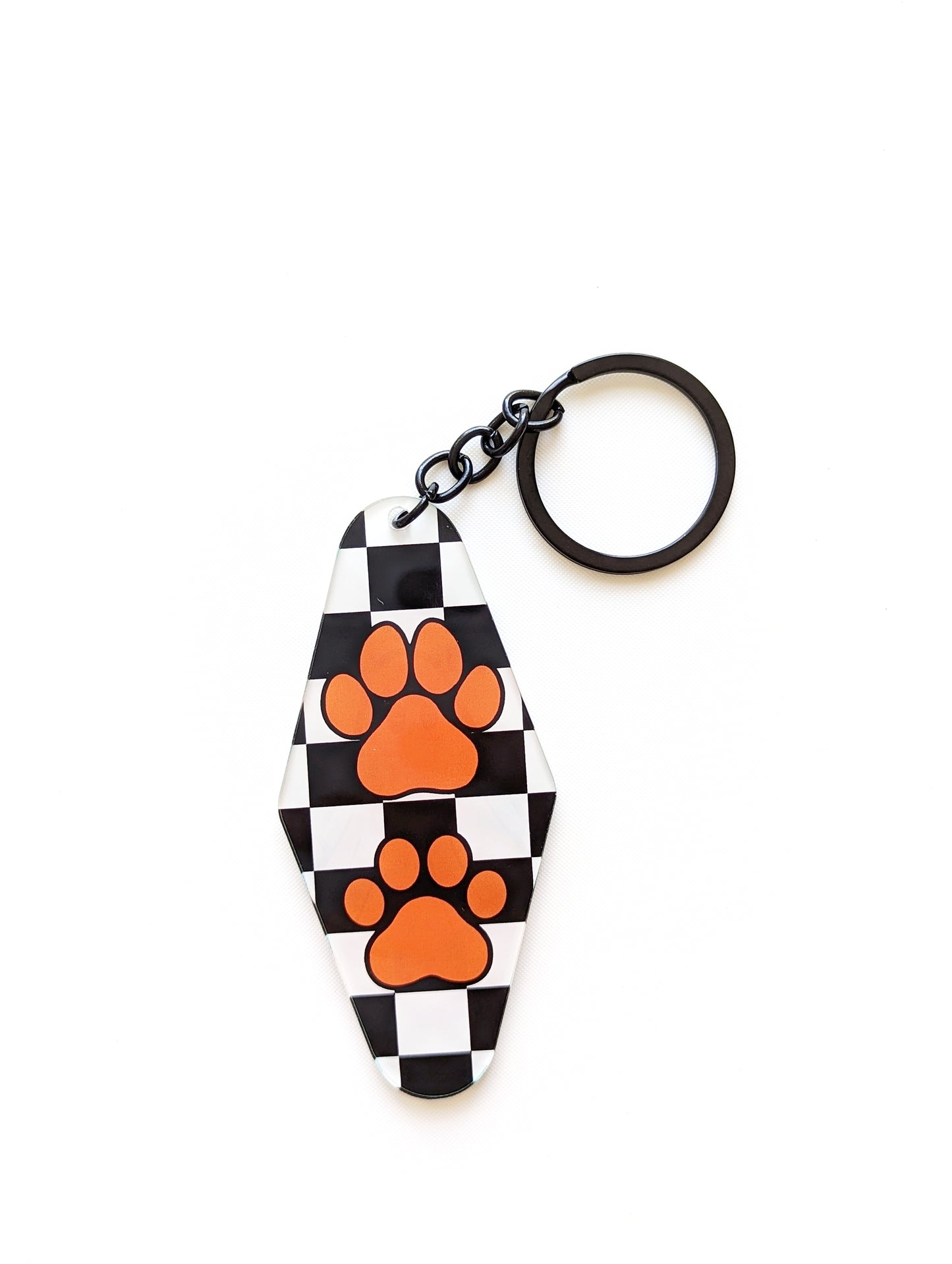 Halloween Plaid Paws Acrylic Keychain