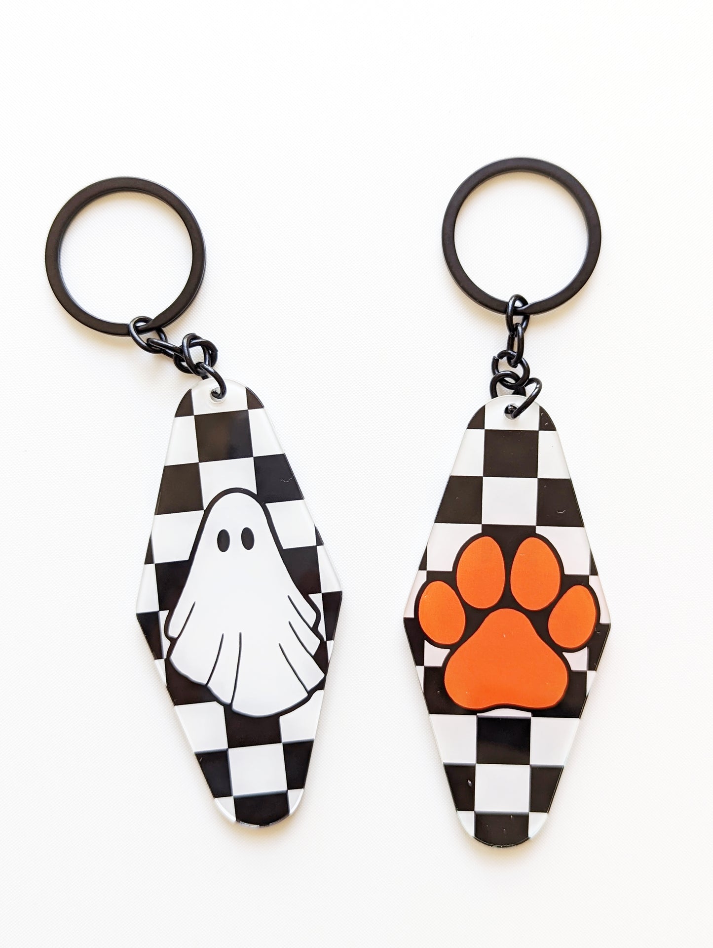 Halloween Plaid Paws Acrylic Keychain