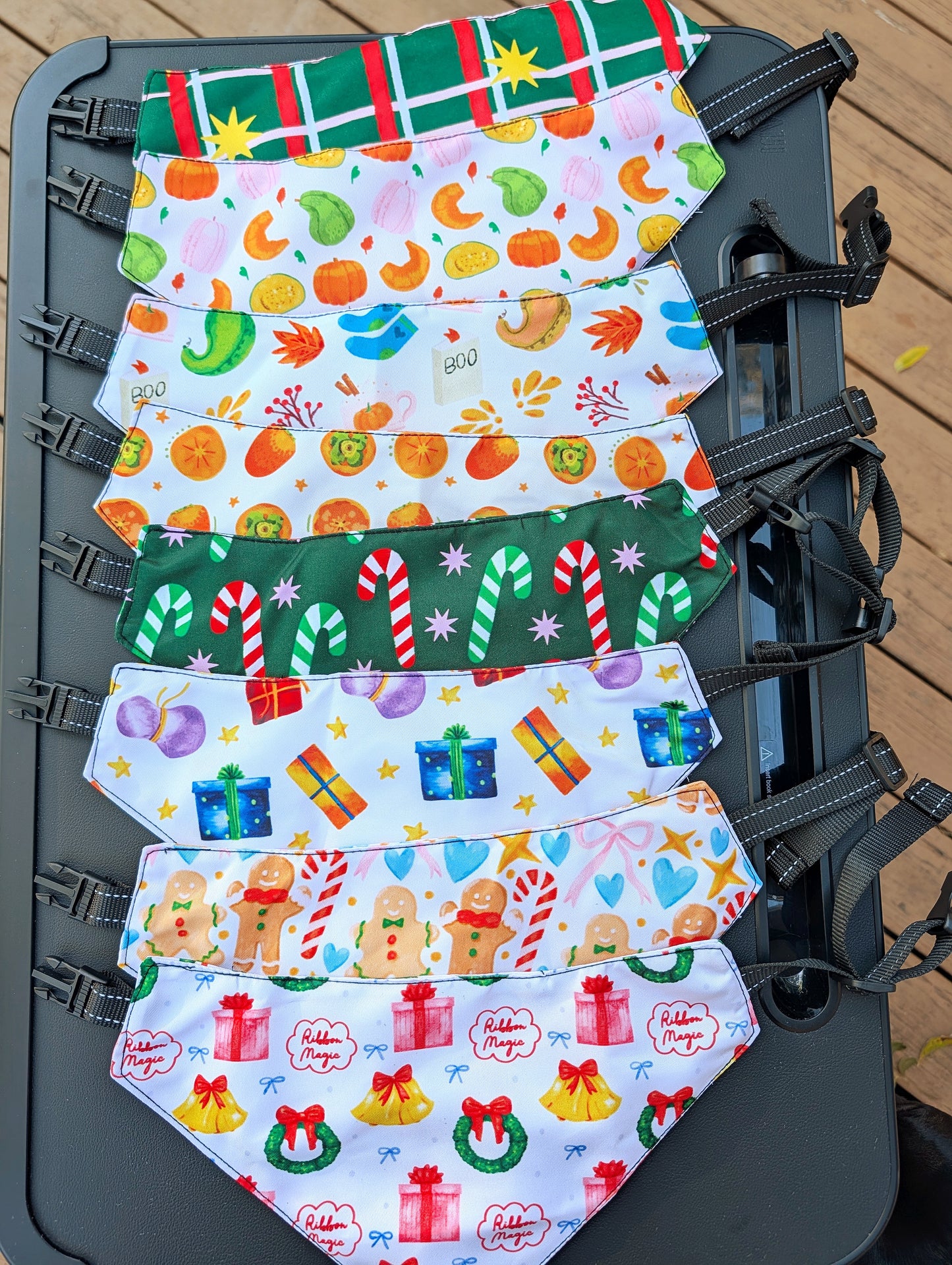 Autumn to Winter Dog Bandana – Double-Sided, Waterproof, Adjustable Buckle