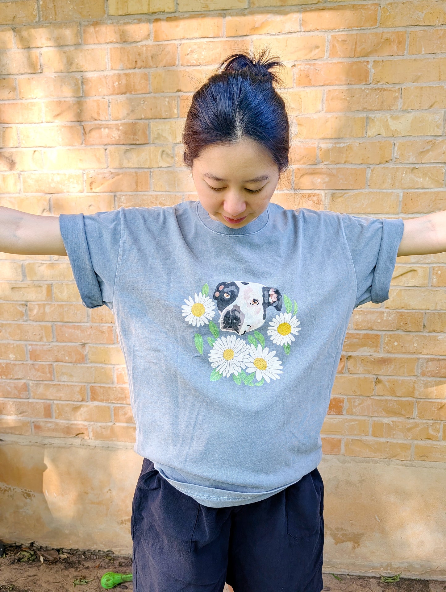 Custom pet portrait Summer florals T- shirt